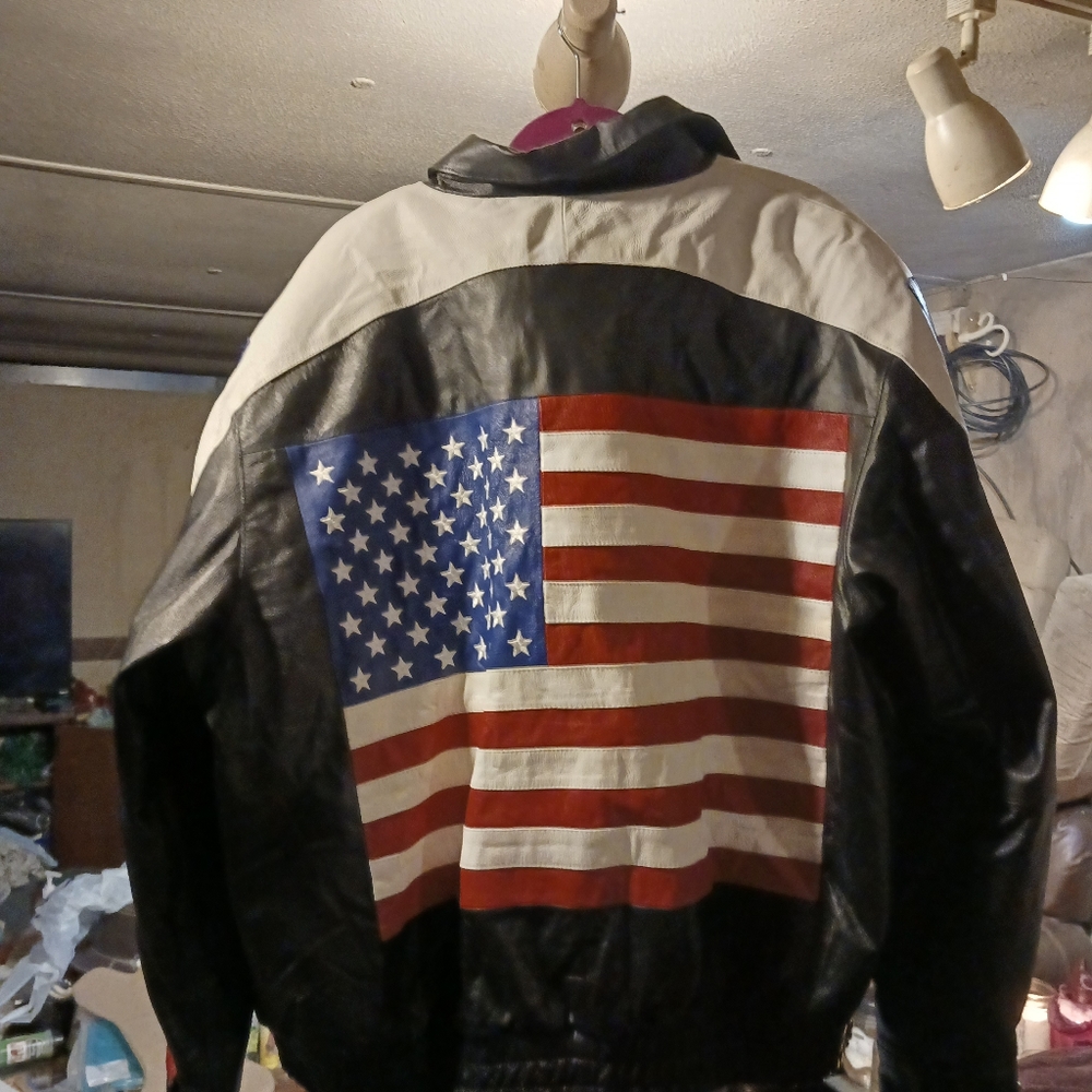 Leather biker coat
